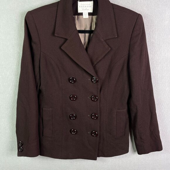 VTG Compagnie Internationale Express Tailleur Jacket Womens 3/4 Wool Blend Brown - Picture 1 of 12